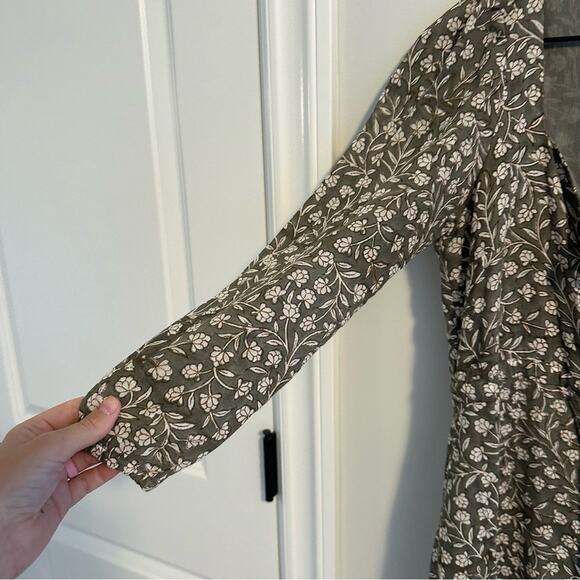 Emerson Fry India Collection Green Floral Cotton Long Sleeve Maxi Dress Medium - Picture 13 of 16